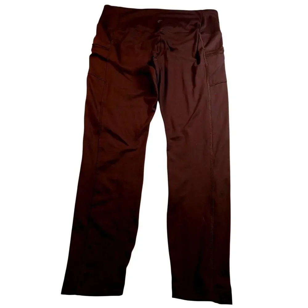 VOGO ATHLETICA Women's Brown Leggings with Zipper Pockets - Size: XL